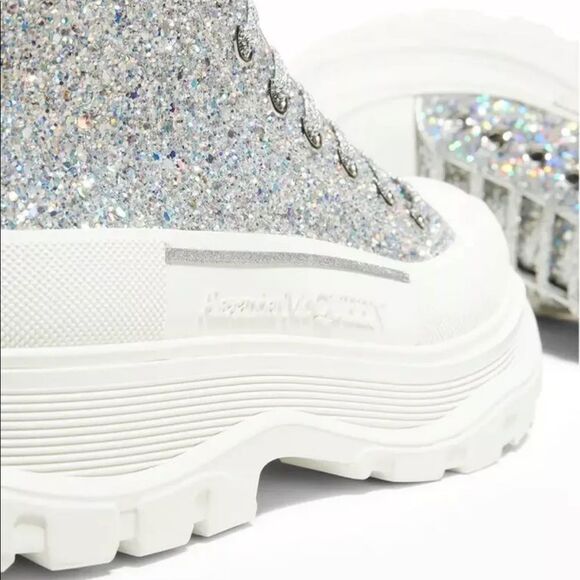Alexander McQueen Tread Slick Glitter High-Top Boots - Picture 3 of 3